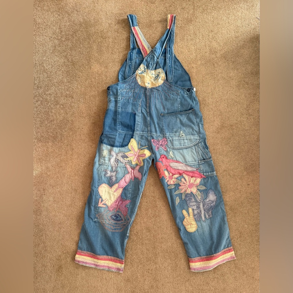 RARE 🦄 NWT Magnolia Pearl Embroidered Love Applique Overalls 032 - Picture 6 of 12